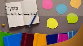  Presentation with back school - Theme with open-notepad-and-school-stationary background and a mint green colored foreground