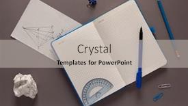  Presentation with back school - PPT theme consisting of open-notepad-and-school-stationary background and a light gray colored foreground