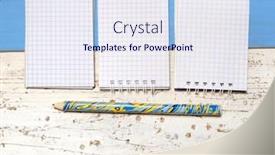  Presentation with page - Audience pleasing slide deck consisting of open notepad blank page on a blue background backdrop and a sky blue colored foreground