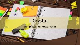  Presentation with sticky notes - Amazing PPT theme having open notepad with sticky notes backdrop and a yellow colored foreground