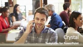  Presentation with architect - Slides having open office - male architect working at desk background and a coral colored foreground