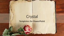  Presentation with old book cover by shakespeare - Audience pleasing slide deck consisting of open old book and rose backdrop and a lemonade colored foreground