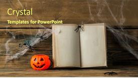  Presentation with holy quran old book - PPT theme enhanced with open-old-book-and-spiderweb background and a tawny brown colored foreground