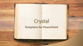  Presentation with history book - PPT layouts featuring open old book on wooden background and a cream colored foreground