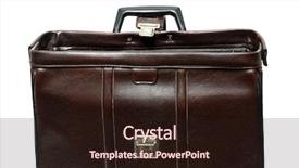  Presentation with brown leather - Slides consisting of open old brown leather case isolated on white background and a wine colored foreground