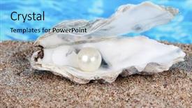  Presentation with pearl oyster - Audience pleasing slide deck consisting of open oyster with pearl backdrop and a light blue colored foreground