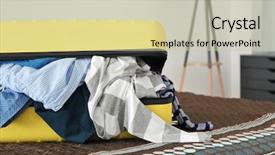  Presentation with suitcase - Amazing slide set having open packed travel suitcase at home closeup backdrop and a soft green colored foreground