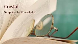  Presentation with book glasses - Slide deck enhanced with open page at glasses resting background and a lemonade colored foreground