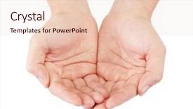  Presentation with hand palm - Amazing slide deck having open palm gesture isolated backdrop and a lemonade colored foreground