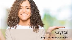  Presentation with woman hands open - Beautiful slides featuring open palms presenting and advertising backdrop and a coral colored foreground