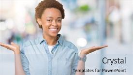  Presentation with comparison - Amazing presentation theme having open palms presenting and advertising backdrop and a light blue colored foreground