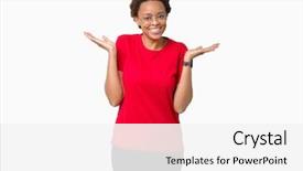  Presentation with woman hands open - Cool new PPT theme with open palms presenting and advertising backdrop and a white colored foreground