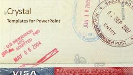  Presentation with passport - Amazing PPT layouts having open passport with usa visa backdrop and a  colored foreground