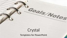  Presentation with personal goals - Theme having open personal organizer with copy background and a  colored foreground