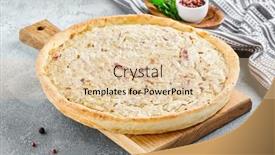  Presentation with cheese pie - Presentation featuring open-pie-with-bacon background and a lemonade colored foreground