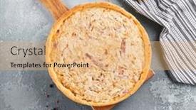  Presentation with cheese pie - Slide deck with open-pie-with-bacon background and a coral colored foreground