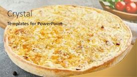  Presentation with cheese pie - Slide deck featuring open-pie-with-mushrooms background and a blonde colored foreground