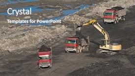 Presentation with coal mining - PPT theme featuring open pit mining of coal background and a gray colored foreground