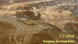  Presentation with coal mining - Beautiful PPT layouts featuring open-pit-mining-of-coal backdrop and a tawny brown colored foreground