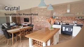  Presentation with interior decorating home - Beautiful presentation design featuring open plan kitchen lounge backdrop and a coral colored foreground