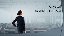  Presentation with media - Theme having open plan offices mixed media background and a light gray colored foreground