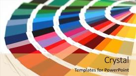  Presentation with sample - Presentation theme featuring open ral sample colors catalogue background and a yellow colored foreground