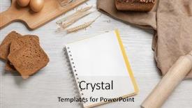  Presentation with recipe book - Amazing presentation theme having open recipe book and bread backdrop and a soft green colored foreground