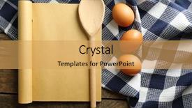  Presentation with recipe book - Amazing PPT theme having open recipe book eggs backdrop and a yellow colored foreground
