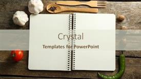  Presentation with recipe book - Beautiful PPT theme featuring open recipe book on wooden background backdrop and a lemonade colored foreground