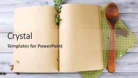  Presentation with recipe - Presentation theme enhanced with open recipe book on wooden background and a lemonade colored foreground