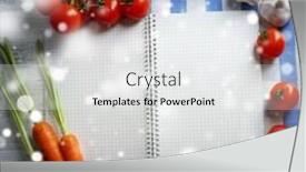  Presentation with recipe book - Beautiful presentation theme featuring open-recipe-book-over-snow backdrop and a white colored foreground
