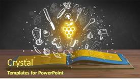  Presentation with recipe book - Presentation featuring open-recipe-book-with-food background and a tawny brown colored foreground