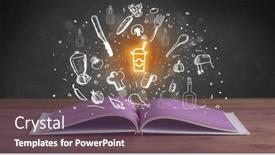 Presentation with recipe book - PPT layouts enhanced with open-recipe-book-with-food background and a violet colored foreground