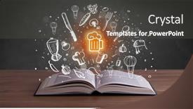  Presentation with recipe book - Presentation design featuring open-recipe-book-with-food background and a dark gray colored foreground