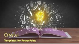  Presentation with recipe book - Slides enhanced with open-recipe-book-with-food background and a tawny brown colored foreground