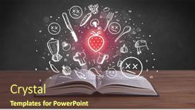  Presentation with recipe book - Presentation theme featuring open-recipe-book-with-food background and a tawny brown colored foreground