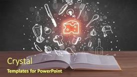  Presentation with recipe book - Theme having open-recipe-book-with-food background and a tawny brown colored foreground