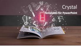  Presentation with recipe book - Presentation theme having open-recipe-book-with-food background and a violet colored foreground