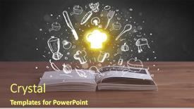  Presentation with recipe book - Presentation design enhanced with open-recipe-book-with-food background and a tawny brown colored foreground