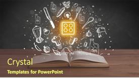  Presentation with recipe book - Slides enhanced with open-recipe-book-with-food background and a tawny brown colored foreground