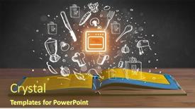  Presentation with recipe book - Presentation design featuring open-recipe-book-with-food background and a tawny brown colored foreground