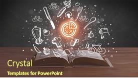  Presentation with recipe - Presentation theme consisting of open-recipe-book-with-food background and a tawny brown colored foreground