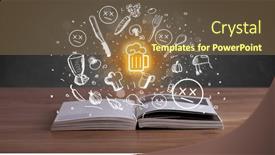  Presentation with recipe book - Slides having open-recipe-book-with-food background and a coral colored foreground