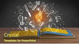  Presentation with recipe - Presentation having open-recipe-book-with-food background and a tawny brown colored foreground