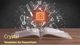  Presentation with recipe book - PPT theme featuring open-recipe-book-with-food background and a tawny brown colored foreground