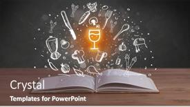  Presentation with recipe - Presentation theme featuring open-recipe-book-with-food background and a tawny brown colored foreground