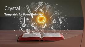  Presentation with recipe book - Presentation theme with open-recipe-book-with-food background and a tawny brown colored foreground