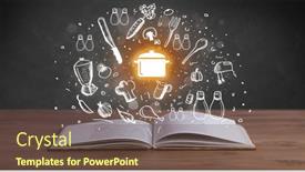  Presentation with recipe book - Presentation with open-recipe-book-with-food background and a tawny brown colored foreground