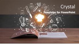  Presentation with recipe book - Theme enhanced with open-recipe-book-with-food background and a violet colored foreground