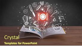  Presentation with recipe book - Slide deck consisting of open-recipe-book-with-food background and a tawny brown colored foreground